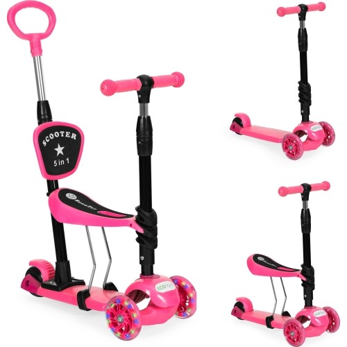 Led 3-wheel balance scooter 3in1 glowing wheels - Pink ECOTOYS