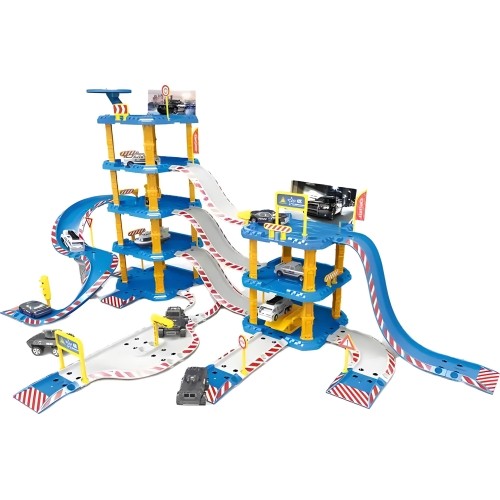 Large car garage police station 4 levels gas station 100 pieces