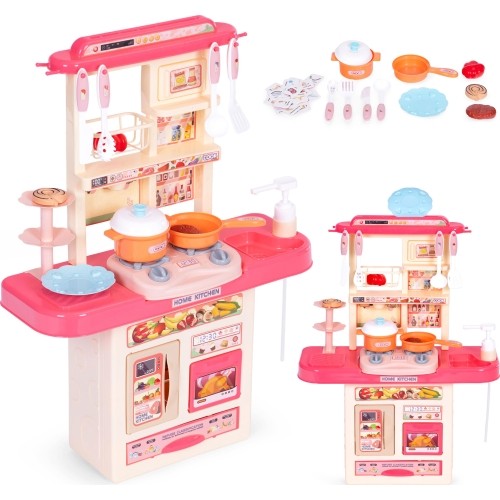 Kids kitchen sounds LED sink 10 accessories pink