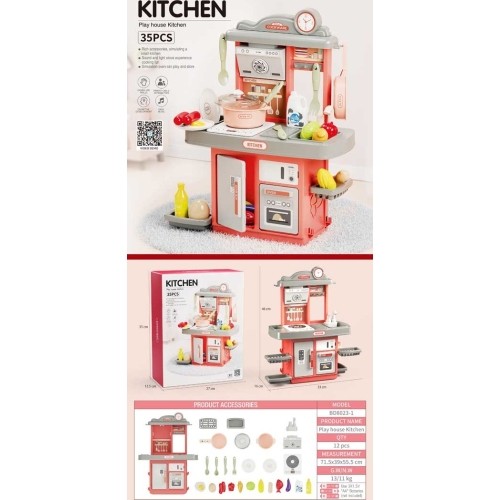 Kitchen Kitchenette with Sound Function 35 pcs. Pink