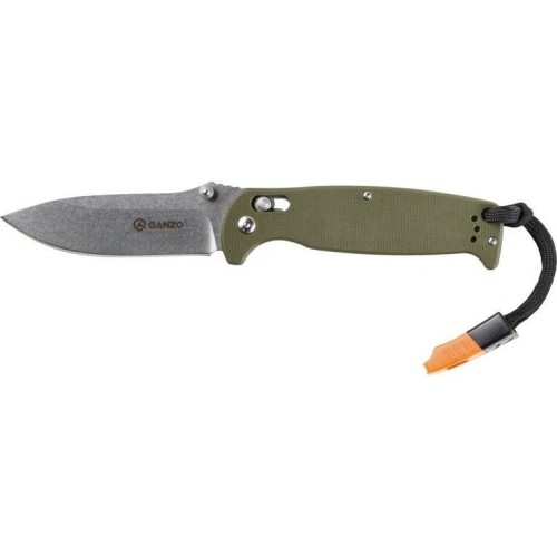 Ganzo G7412-GR-WS folding knife with whistle