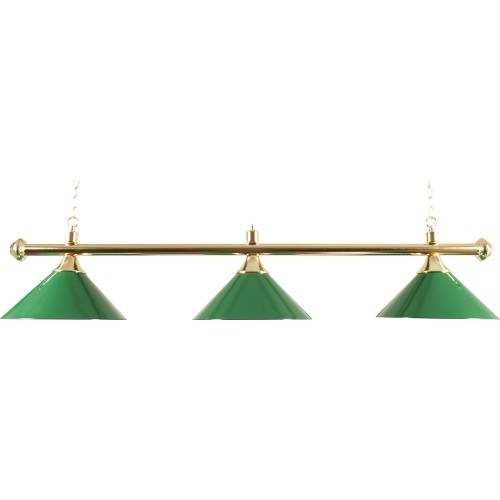 Brass Billiard Lamp with 3 Shades Buffalo, Green, 150 cm