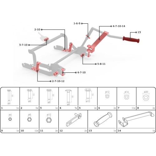 Rear lifting unit - Assembly set