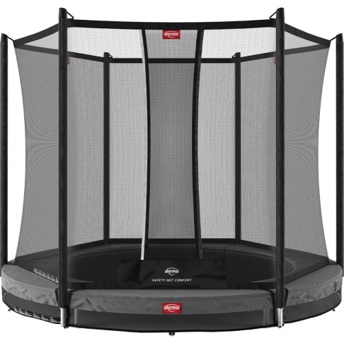 Trampolina BERG Favorit InGround - 200 cm, szara, z siatką zabezpieczającą Comfort