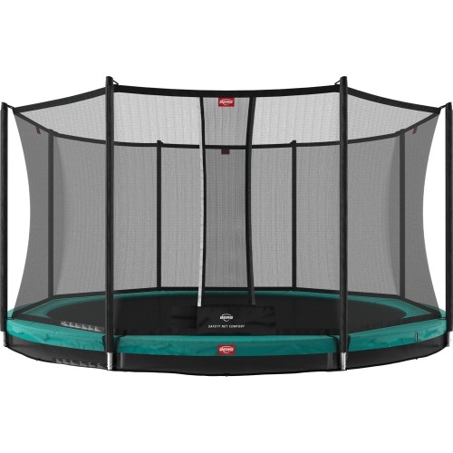 Trampolina BERG InGround Favorit - 380 cm, zielona, z siatką zabezpieczającą Comfort