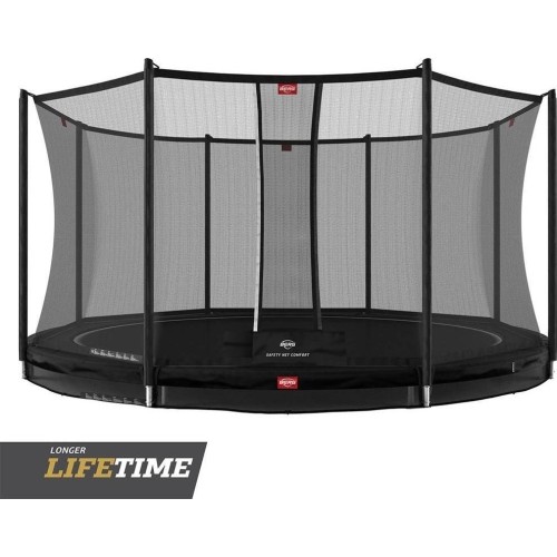 Trampolina BERG Favorit InGround - 380cm, czarna, z siatką zabezpieczającą Comfort