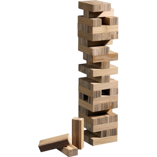 Towarzyska gra zręcznościowa Spadająca wieża Philos Tumbling Tower - Bambus, 6,6x6,6x25,5 cm