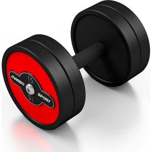 Rubberised Dumbbell Marbo, 15kg, Red