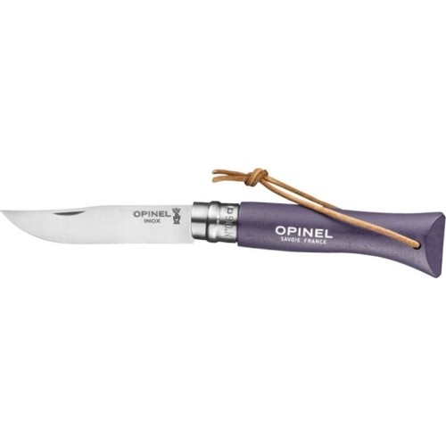 Opinel Colorama 06 inox purple knife with thong