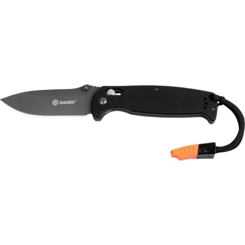 Ganzo G7413-BK-WS folding knife with whistle