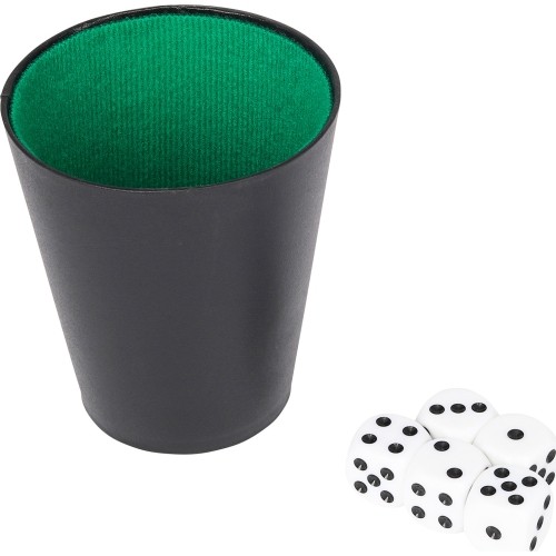 Dice cup 9 cm including 5 dice