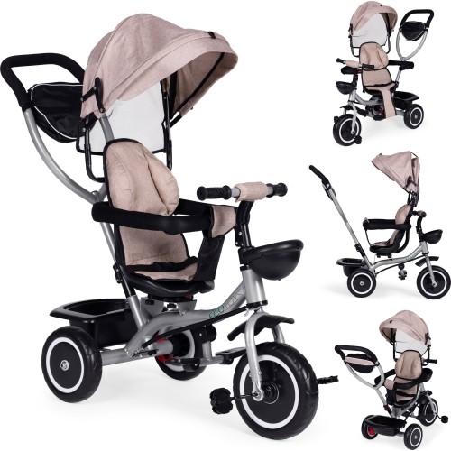 Tricycle stroller 2-in-1 swivel seat folding canopy - beige ECOTOYS