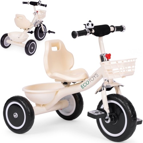 Tricycle tricycle non-slip handles bell basket beige ECOTOYS