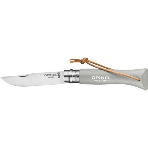 Opinel Colorama 06 inox gray grab knife with thong