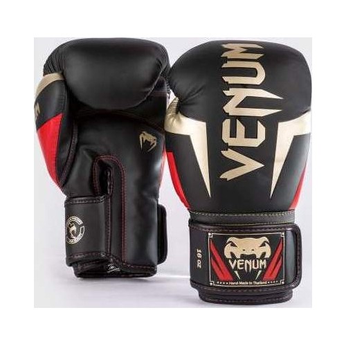 Venum Elite Boxing Gloves - Black/Gold/Red