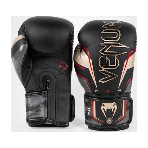 Venum Elite Evo Boxing Gloves - Black/Gold/Red