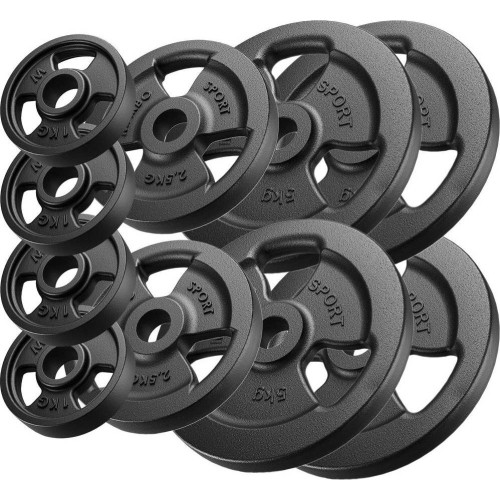 Cast Iron Weights Set Marbo, 29kg / 4x5kg + 2x2.5kg + 4x1kg