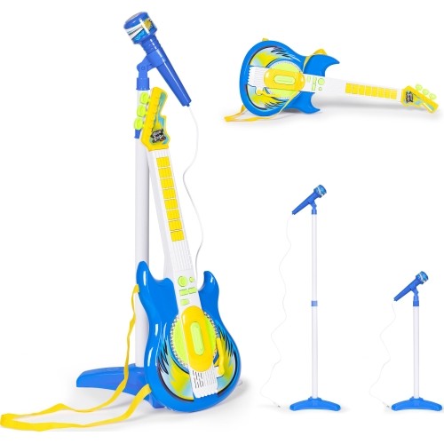 Electric guitar set microphone tripod for kids mp3 - blue