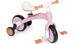 Rower rowerek biegowy z pedałami - treningowy kółka boczne 3W1 różowy ECOTOYS