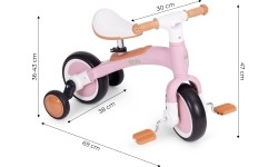 Rower rowerek biegowy z pedałami - treningowy kółka boczne 3W1 różowy ECOTOYS