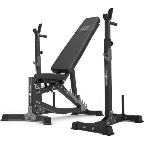 Set MS30_2.0 | Double-sided adjustable training bench + multilevel barbell racks (2 pieces) with assistance - Marbo Sport