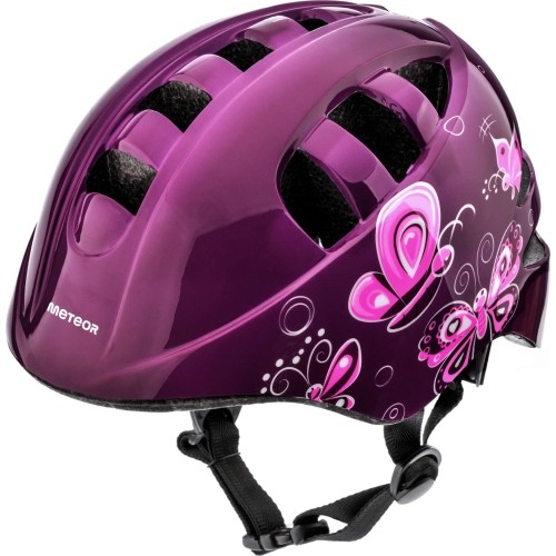 Kask rowerowy Meteor ks08 s 48-52 cm różowe motyle