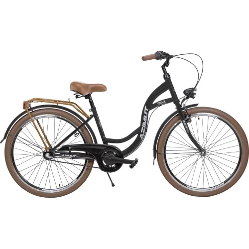 Dviratis AZIMUT Vintage 26" 3-biegowy 2023 czarny-kremowy mat