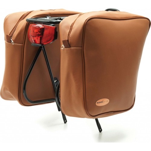 Bike panniers BONIN Honey Eco-Leather // 30L, with hooks (brown)