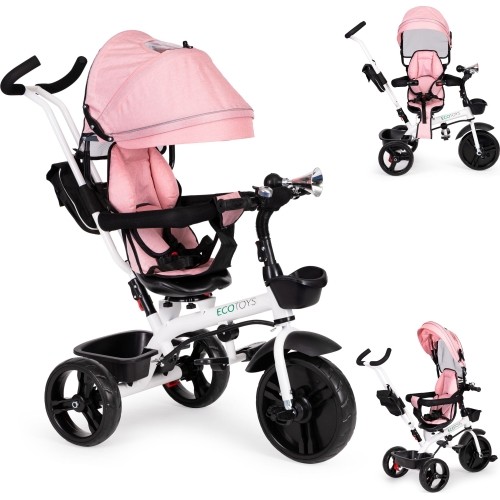 Tricycle tricycle stroller swivel seat 360* Pink ECOTOYS