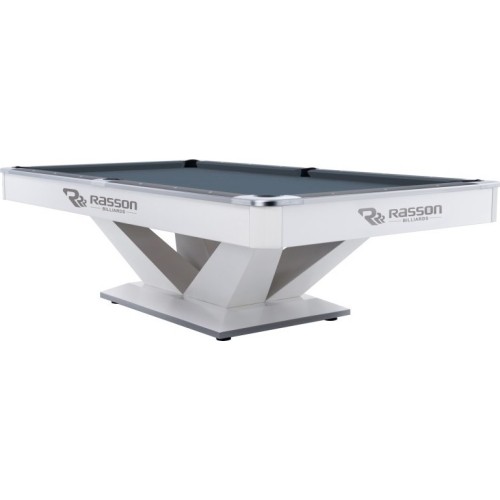 Billiard Table, Pool, Rasson Victory II Plus, White, 9 ft., Simonis 760 blue green