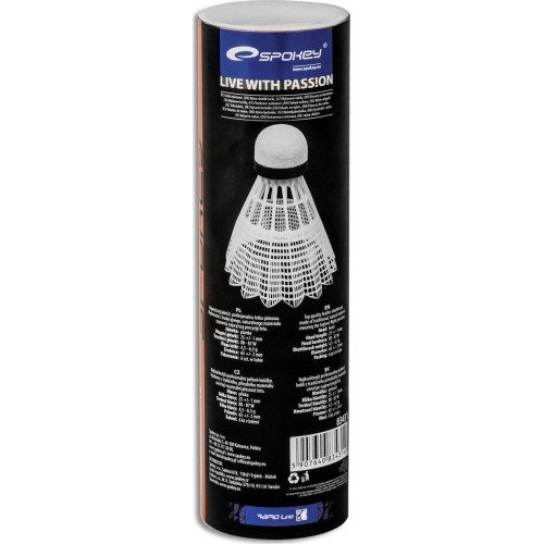 Badminton shuttlecocks white Spokey AIR TEC