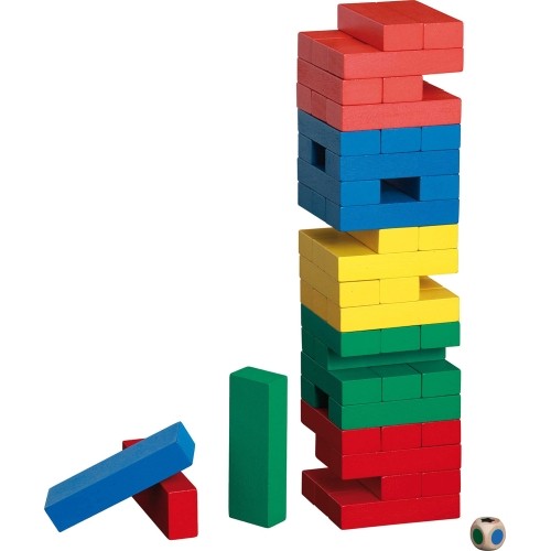Gra zręcznościowa Wieża Tumbling Tower - kolorowa, 7,5x7,5x30 cm