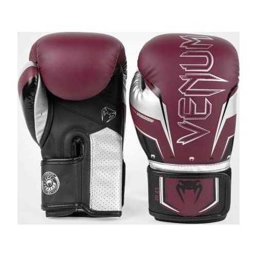Venum Elite Evo Boxing Gloves - Burgundy/Silver