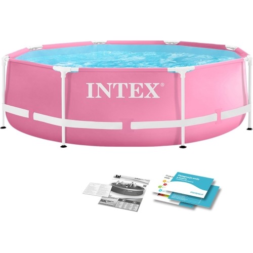 Basen stelażowy okrągły dla dzieci 244x76 cm różowy INTEX 28290