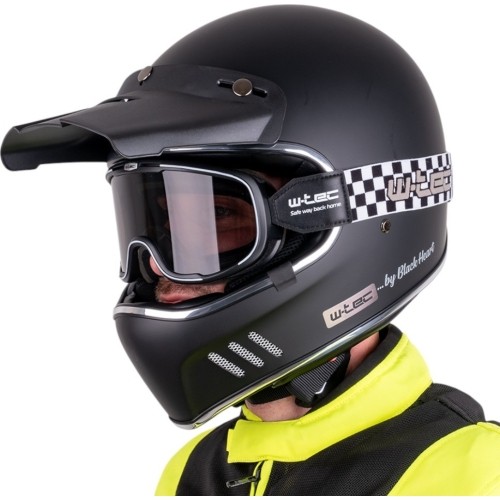 Kask motocyklowy W-TEC Black Heart Retron z goglami Chesster