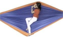 Hamak Ticket To The Moon, podwójny, niebiesko-pomarańczowy