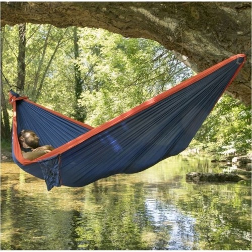 Hamak Ticket To The Moon, podwójny, niebiesko-pomarańczowy