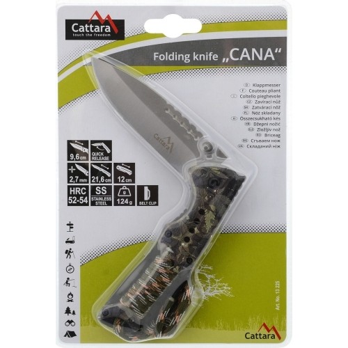 Nóż składany z mocowaniem Cattara Cana 21,6 cm