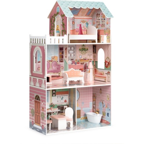 Duży domek dla lalek Barbie z kompletem mebelków ECOTOYS