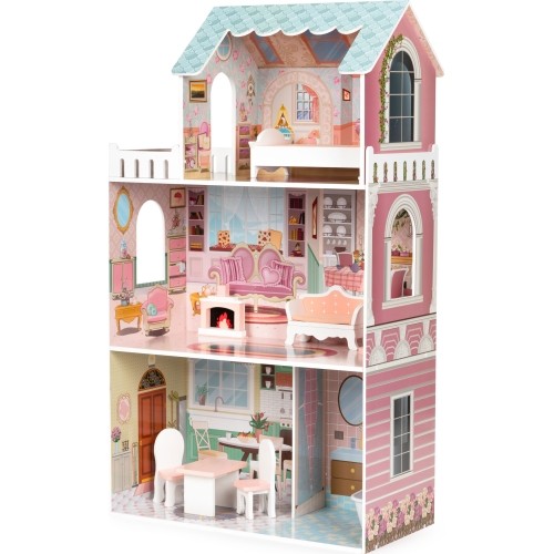 Duży domek dla lalek Barbie z kompletem mebelków ECOTOYS
