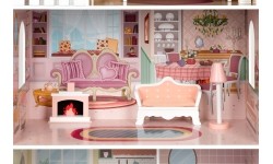 Duży domek dla lalek Barbie z kompletem mebelków ECOTOYS