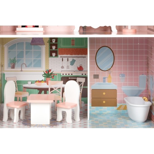 Duży domek dla lalek Barbie z kompletem mebelków ECOTOYS
