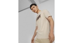 Koszulka bawełniana męska Puma Graphics Wording Cream 674475 88