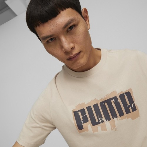 Koszulka bawełniana męska Puma Graphics Wording Cream 674475 88