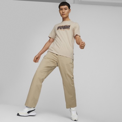 Koszulka bawełniana męska Puma Graphics Wording Cream 674475 88