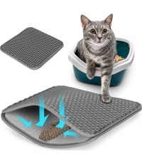 Mata dwuwarstwowa wycieraczka pod kuwetę dla kota szara