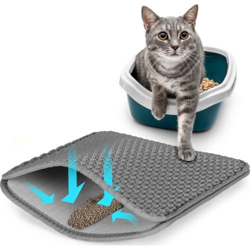 Mata dwuwarstwowa wycieraczka pod kuwetę dla kota szara