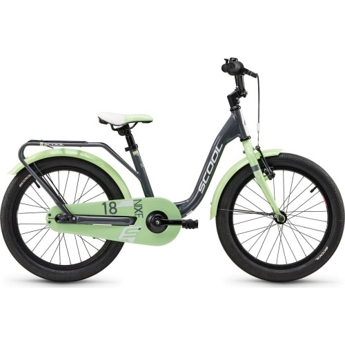 Rower S'COOL niXe 18" 1-biegowy coaster-brake aluminiowy, ciemnoszary-pastelowy zielony