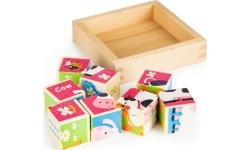 Drewniane klocki puzzle edukacyjne układanka Ecotoys zoo