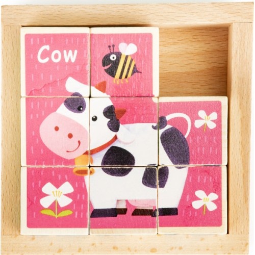 Drewniane klocki puzzle edukacyjne układanka Ecotoys zoo